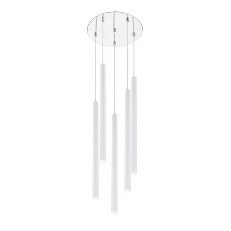 Z-Lite Forest 5 Light Island/Billiard, Chrome & Matte White 917MP24-WH-LED-5RCH